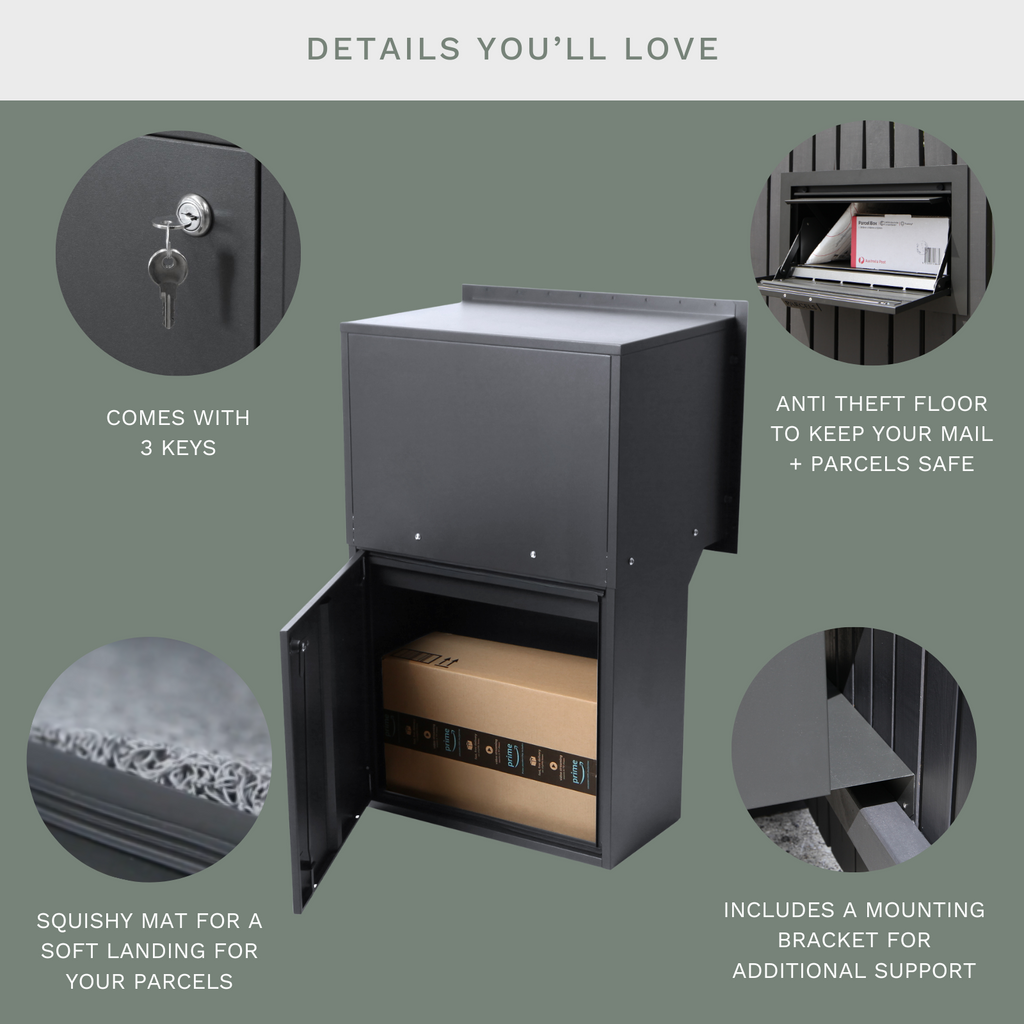 Geneva Large Parcel Fence/Brick Letterbox - Stainless Steel