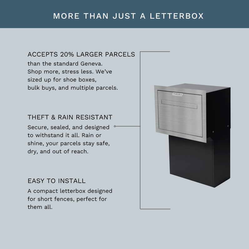 Geneva Large Parcel Fence/Brick Letterbox - Stainless Steel