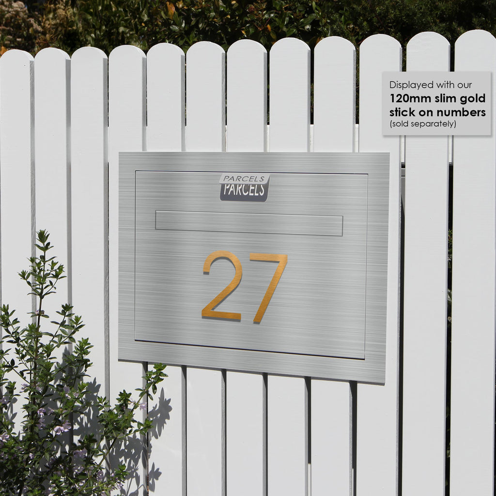Geneva Large Parcel Fence/Brick Letterbox - Stainless Steel