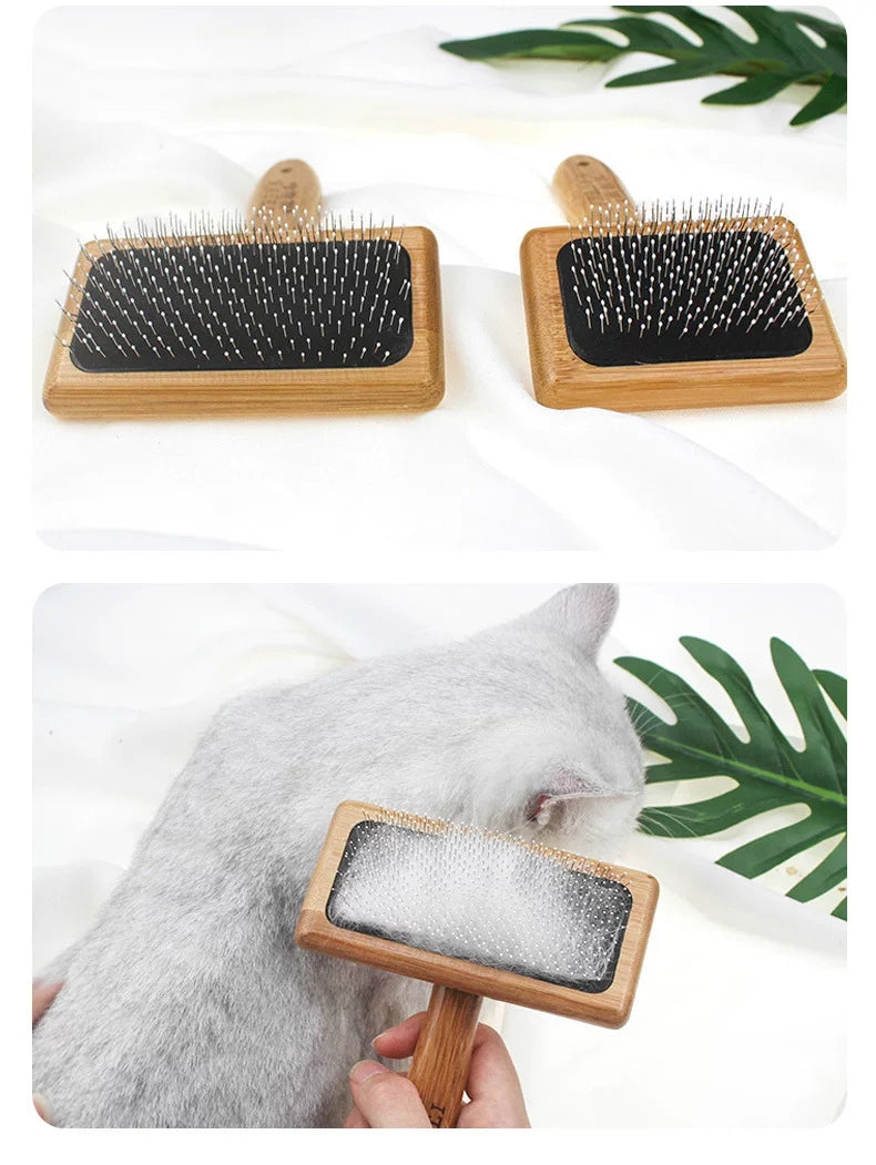 Dirfact | Wooden Handle Needle Comb for Dog and Cat Grooming Detangling