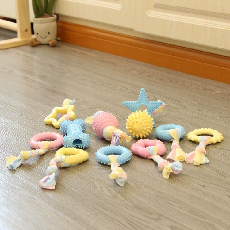 Dirfact | TPR Dog Chew Toy with Cotton Rope Knot for Small Dogs and Puppies