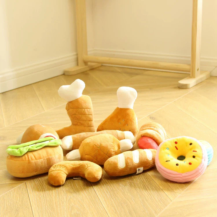 Dirfact | Plush Squeaky Dog Toys with Afternoon Tea Style for Small Dogs